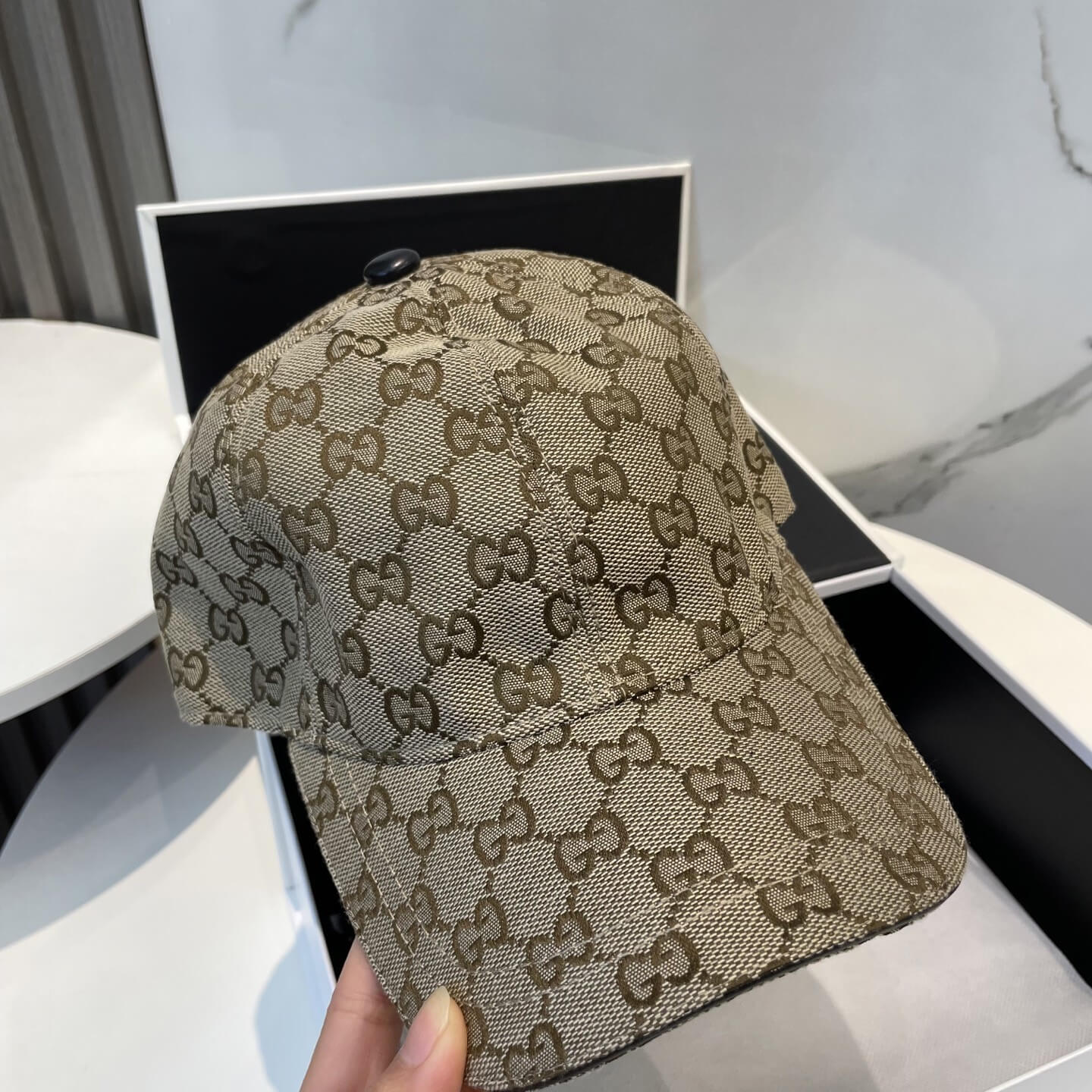 Gucci Original GG Canvas Baseball Hat – Beige & Ebony - Image 3