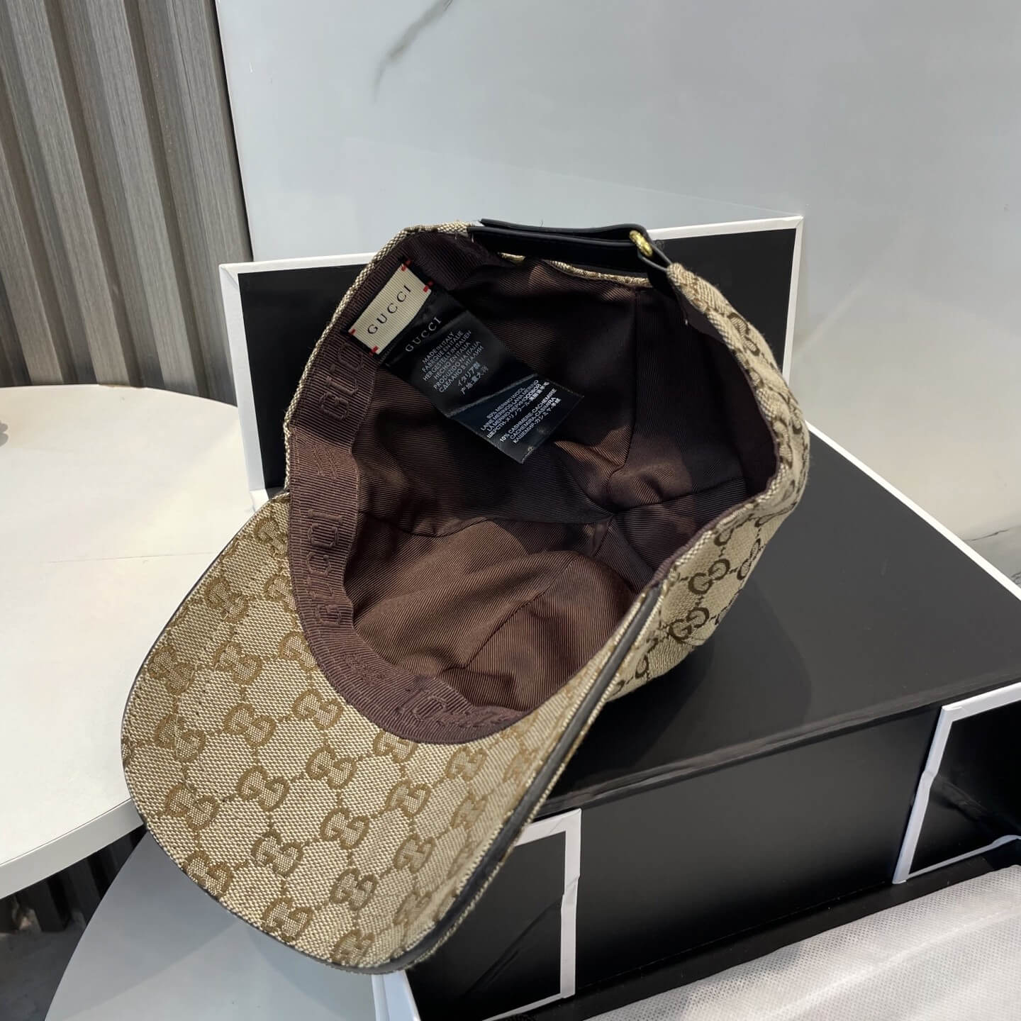 Gucci Original GG Canvas Baseball Hat – Beige & Ebony - Image 8