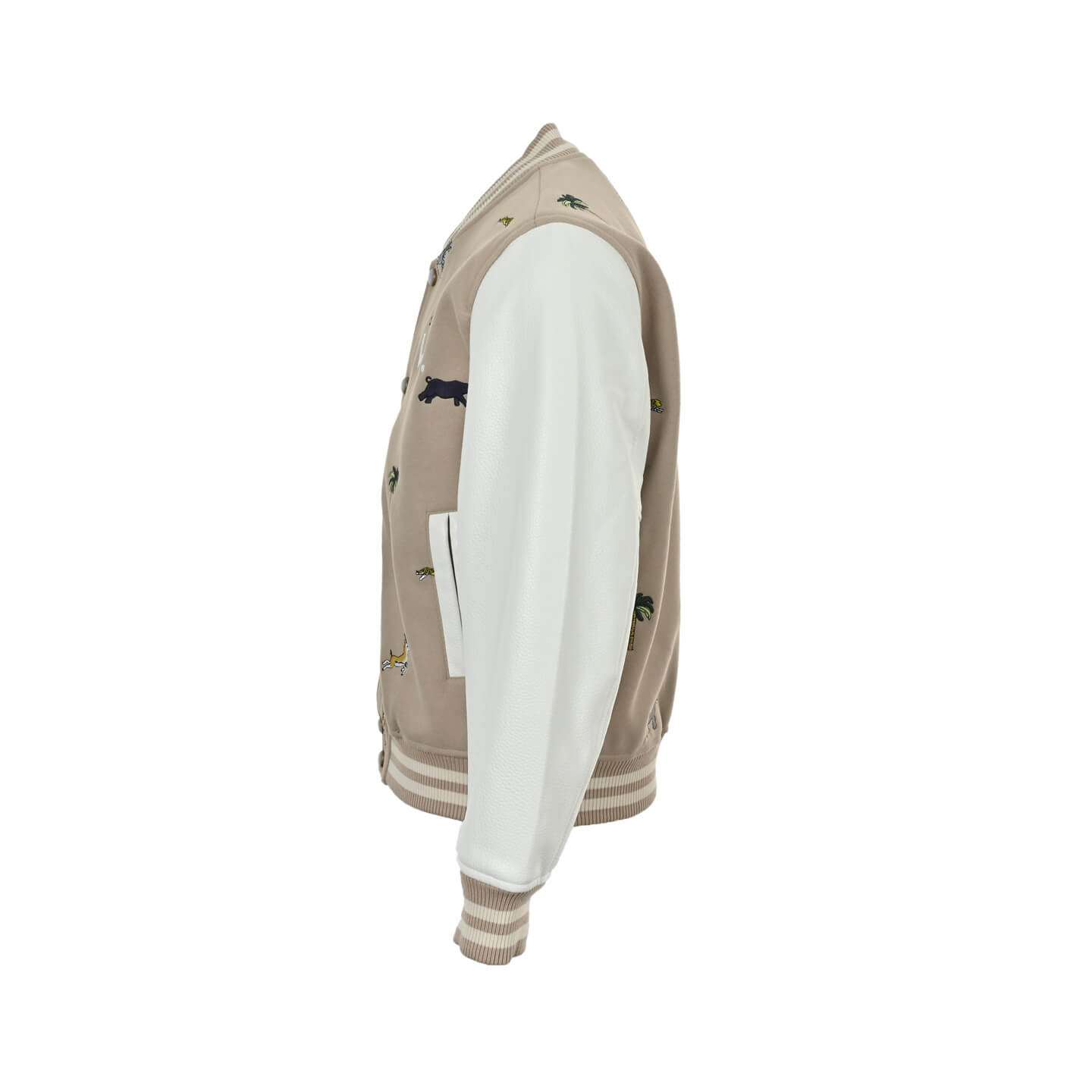 Louis Vuitton Safari Animal Embroidered L.V.M. Varsity Jacket – Beige & White - Image 4