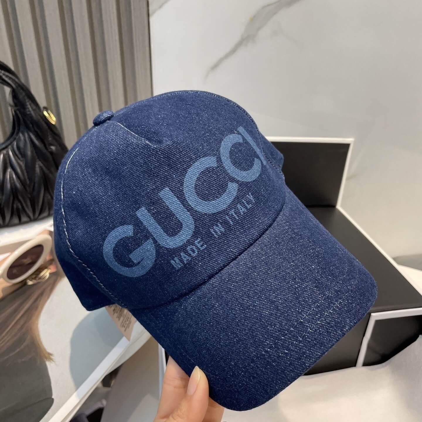 Gucci Lasered Logo Denim Baseball Hat – Blue - Image 2