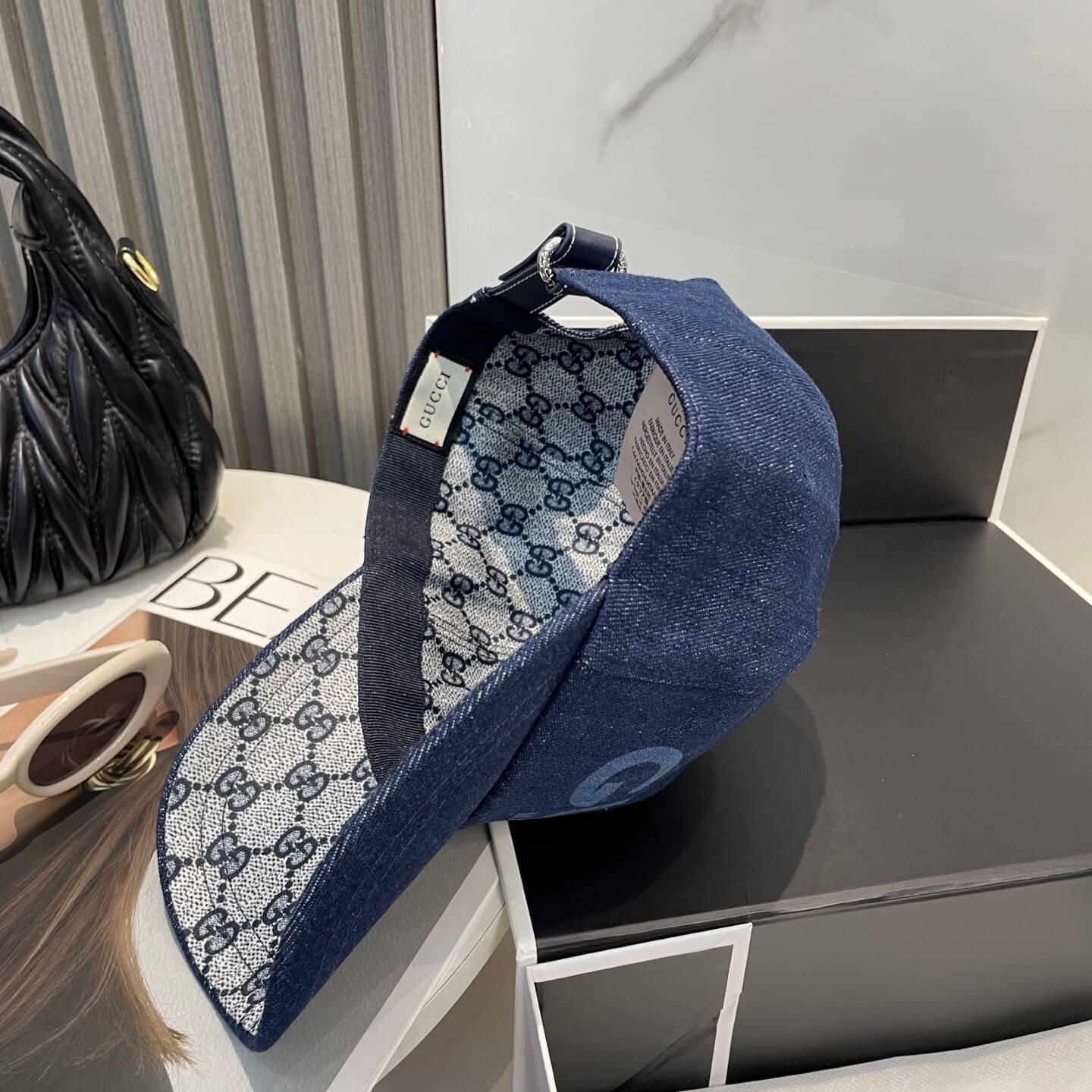 Gucci Lasered Logo Denim Baseball Hat – Blue - Image 6