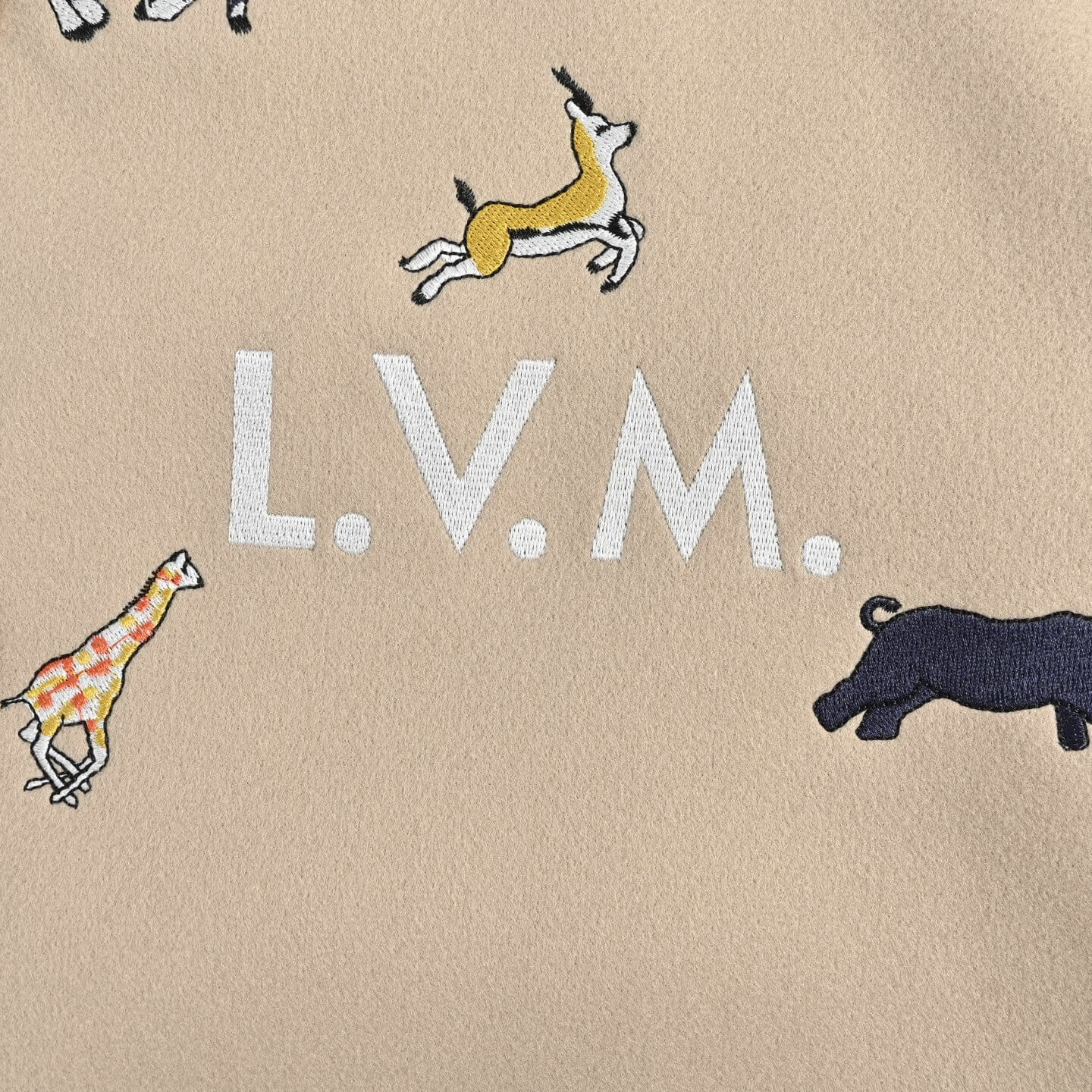 Louis Vuitton Safari Animal Embroidered L.V.M. Varsity Jacket – Beige & White - Image 2