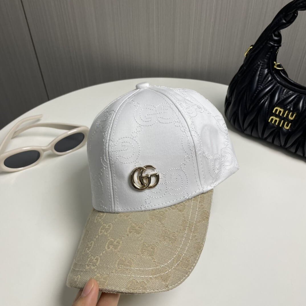 Gucci GG Monogram Canvas Baseball Cap – White, Beige & Gold - Image 4