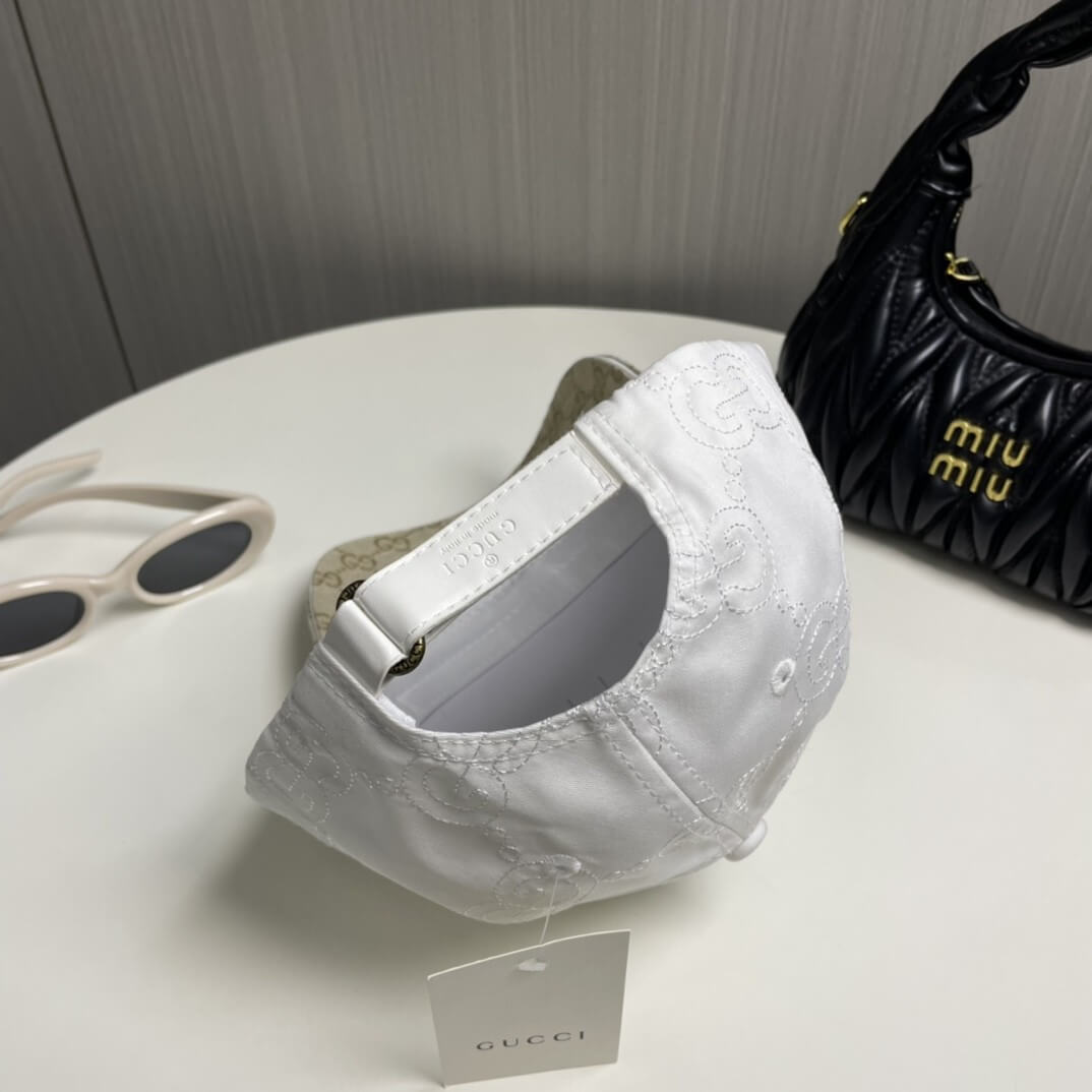 Gucci GG Monogram Canvas Baseball Cap – White, Beige & Gold - Image 6