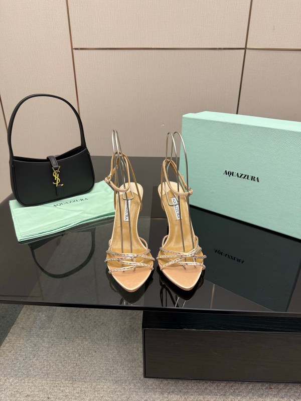 Aquazzura Silver Metallic Strappy Stiletto Sandals