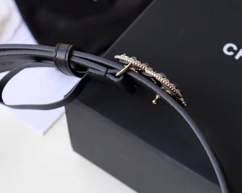 Chanel Black Leather Triple CC Logo Chain Belt (Mixed Hardware) - Image 2