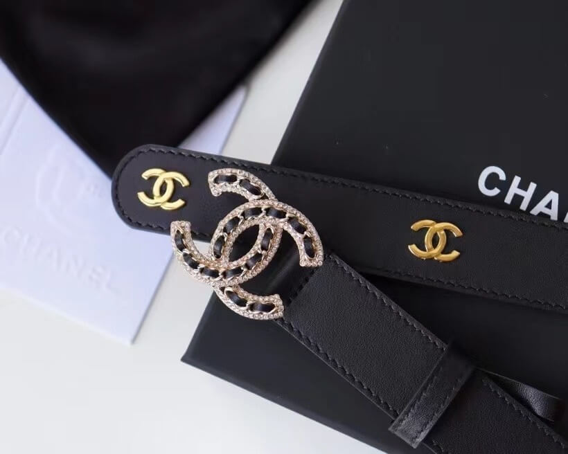 Chanel Black Leather Triple CC Logo Chain Belt (Mixed Hardware) - Image 4