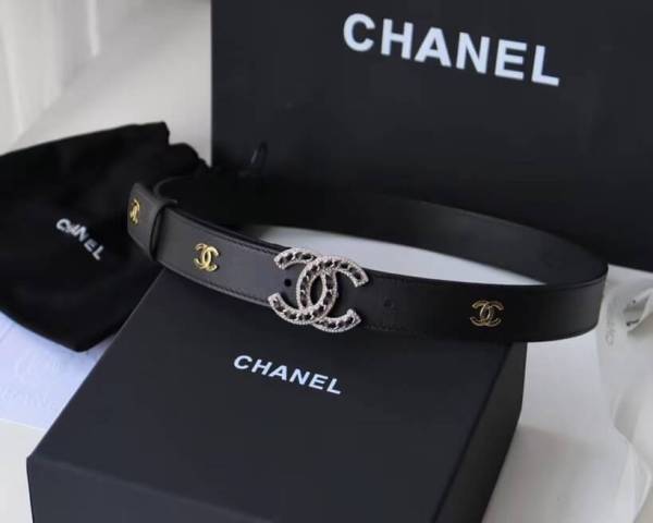 Chanel Black Leather Triple CC Logo Chain Belt (Mixed Hardware)