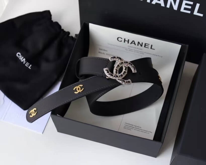 Chanel Black Leather Triple CC Logo Chain Belt (Mixed Hardware) - Image 8