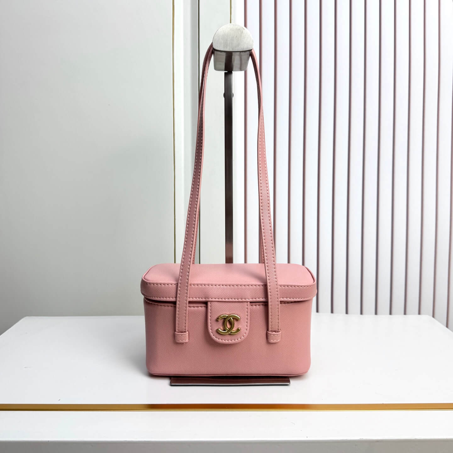 Chanel Small Vanity Case with Top Handle Pink Caviar Leather