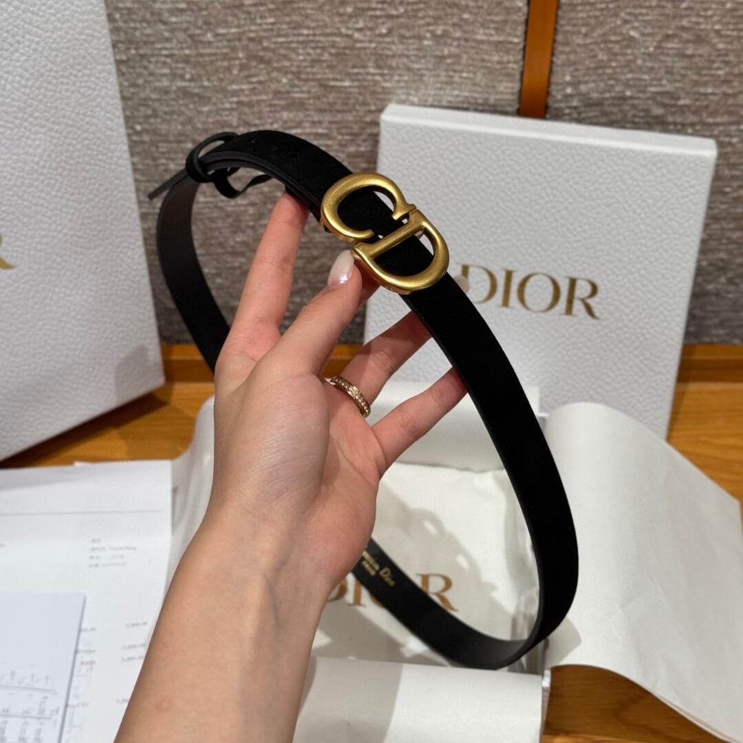Dior 30 Montaigne Black Suede Belt.