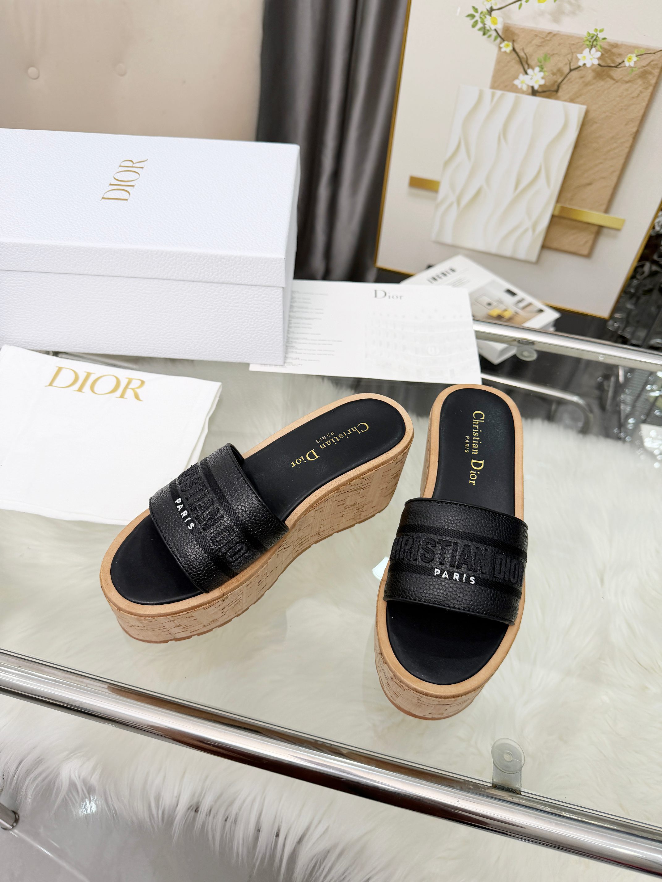 Dior Black Dway Platform Slides - Image 2