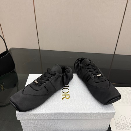 Dior Black Satin Elastic Collar Low-Top Sneakers