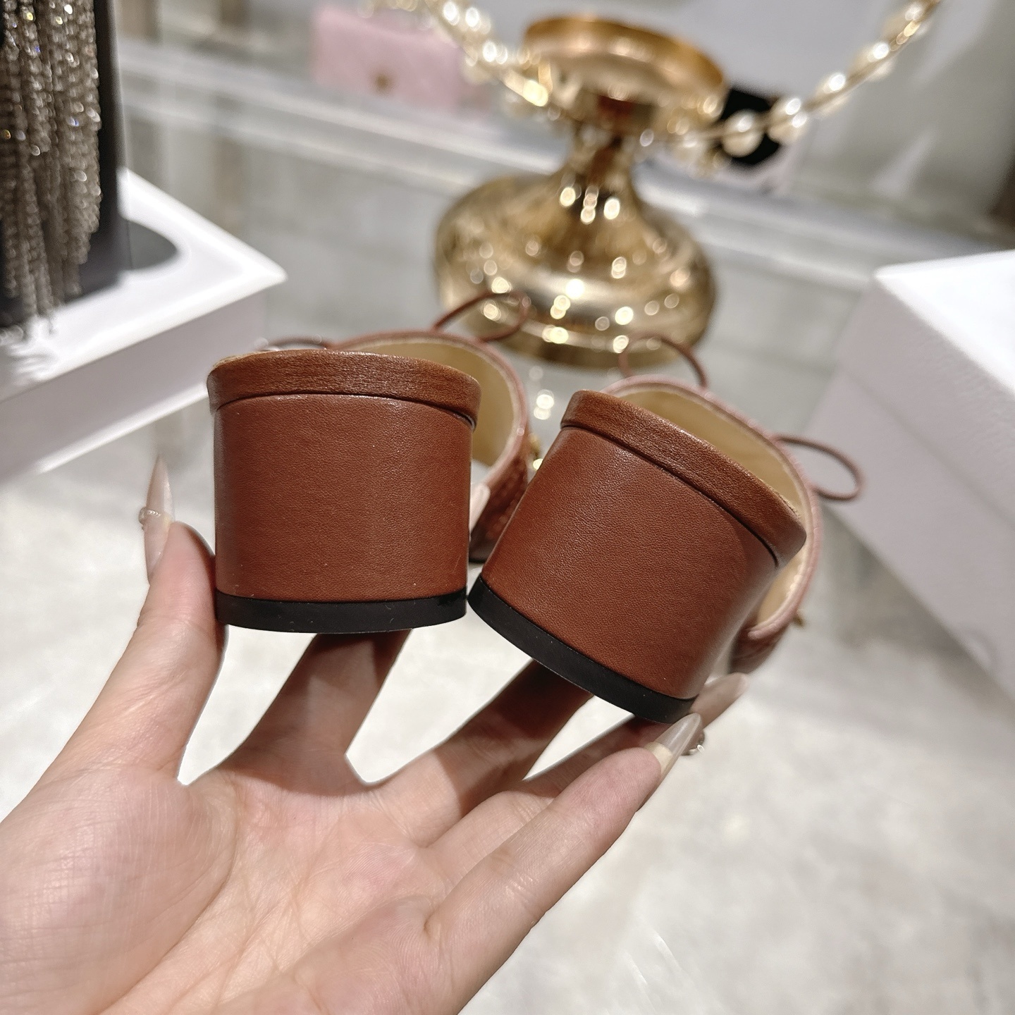 Dior Brown Quilted Leather Slide Sandals - Image 9