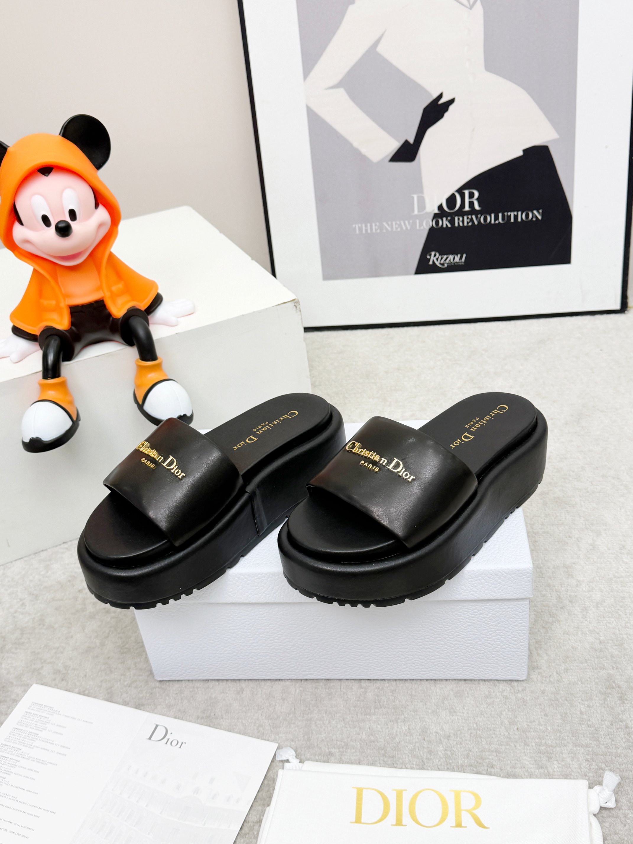 Dior Black Platform Slides