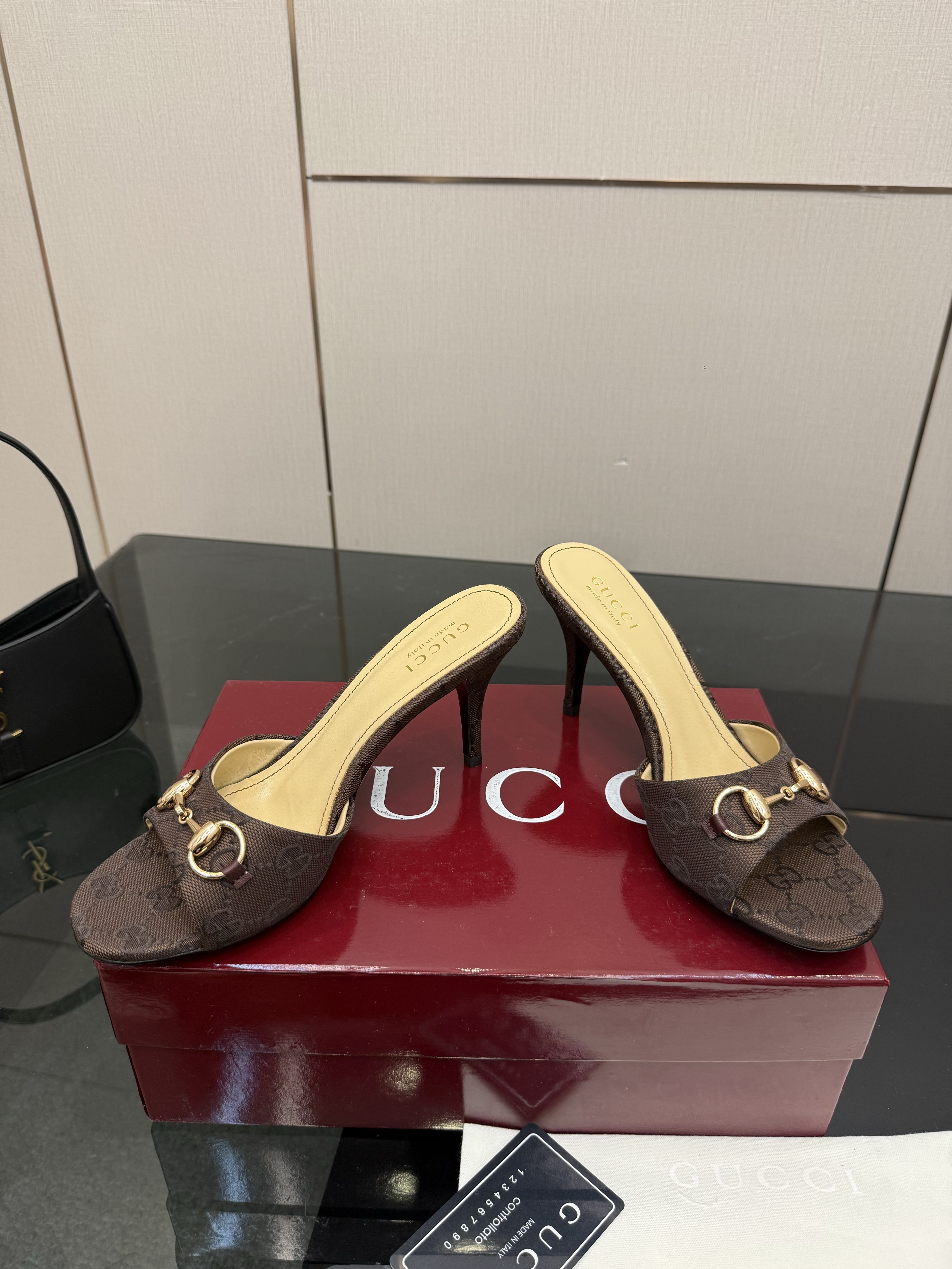 Gucci Brown GG Monogram Horsebit Stiletto Mules - Image 7