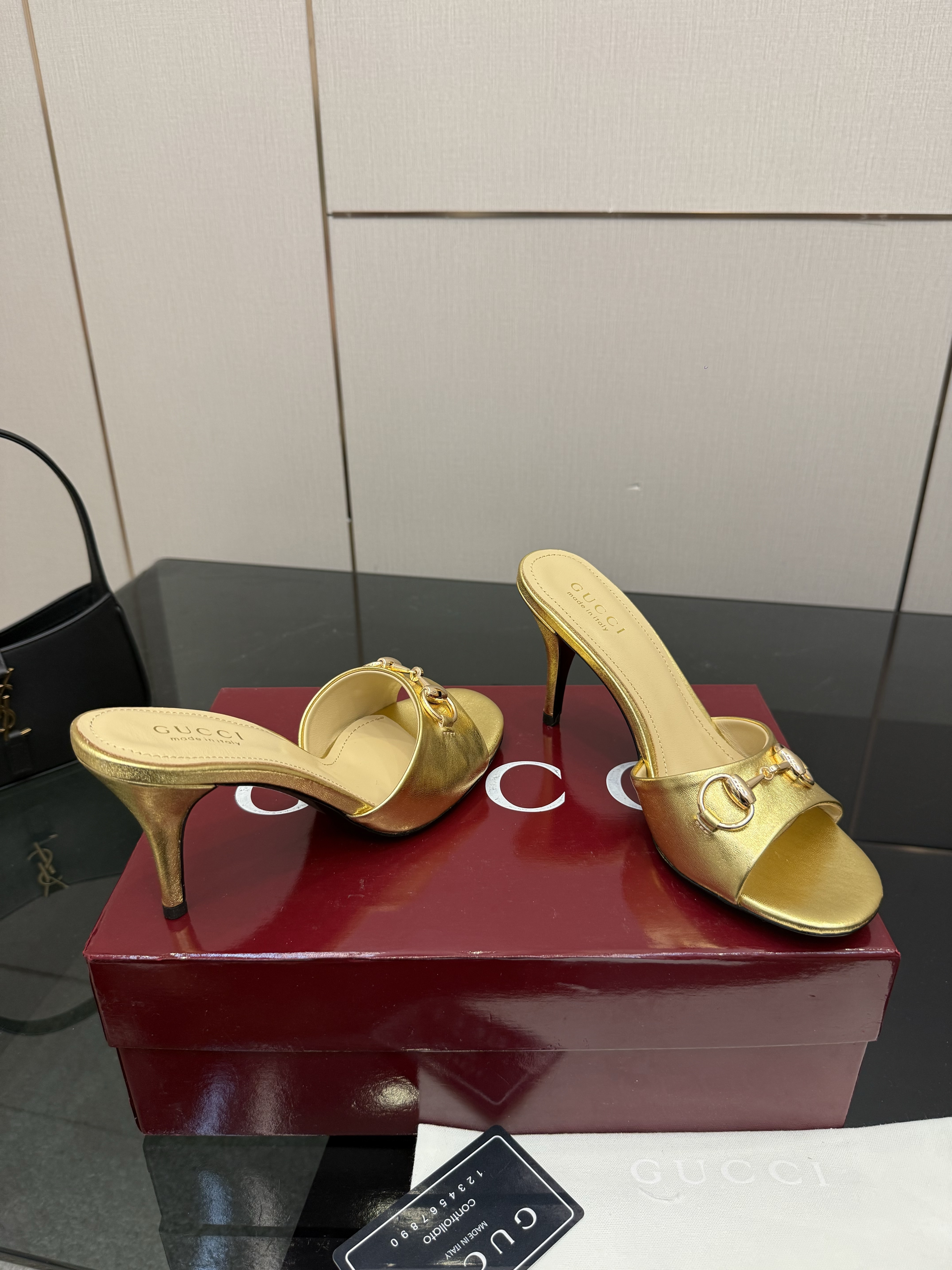 Gucci Gold Metallic Horsebit Stiletto Mules