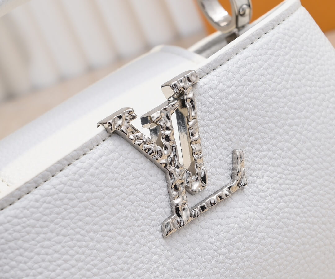 Louis Vuitton Capucines Mini Taurillon Leather Handbag White - Image 6