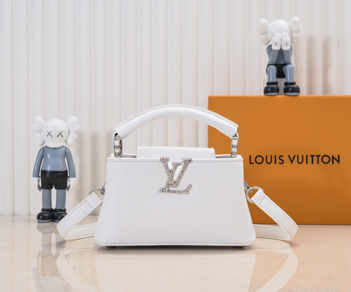 Louis Vuitton Capucines Mini Taurillon Leather Handbag White