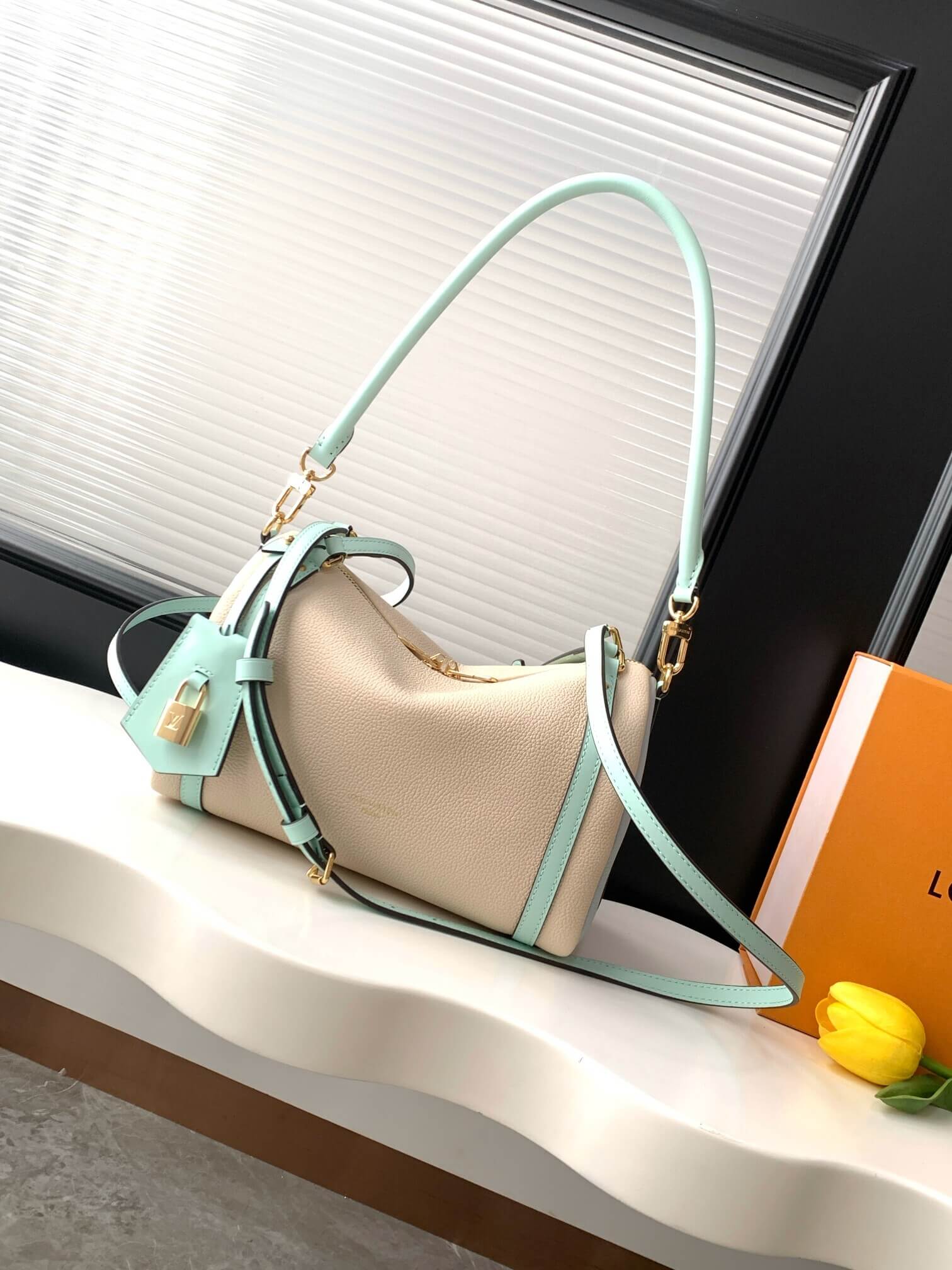 Louis Vuitton CarryAll Cargo PM Empreinte Leather Cream and Menthe Hobo Bag
