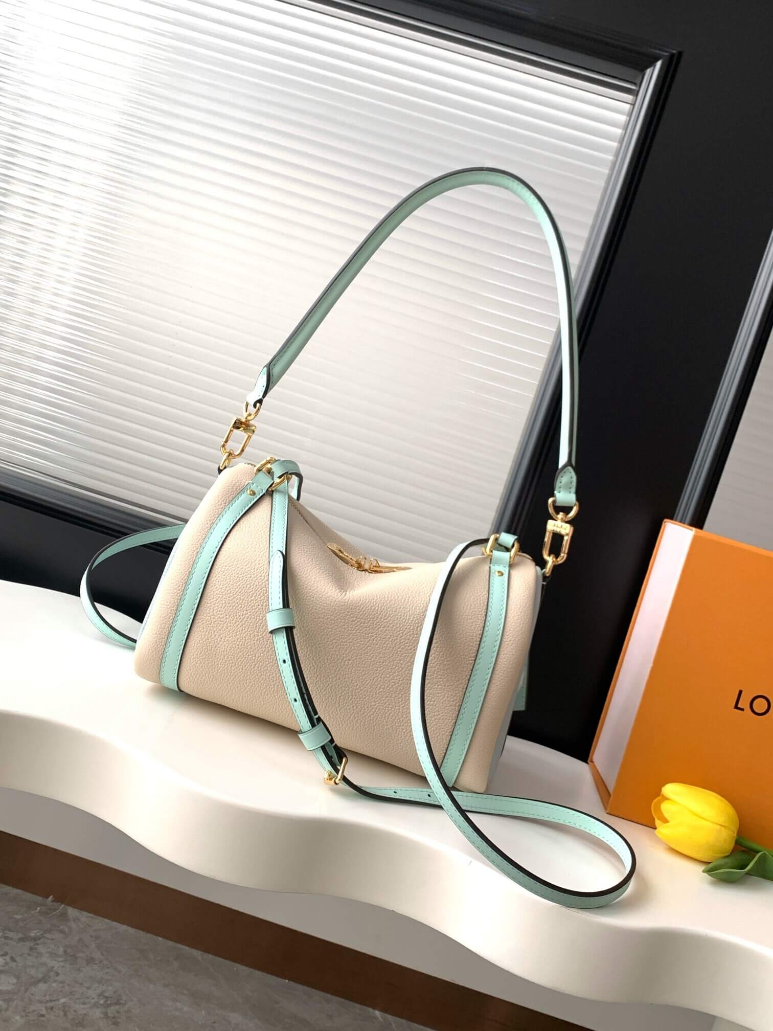 Louis Vuitton CarryAll Cargo PM Empreinte Leather Cream and Menthe Hobo Bag - Image 3