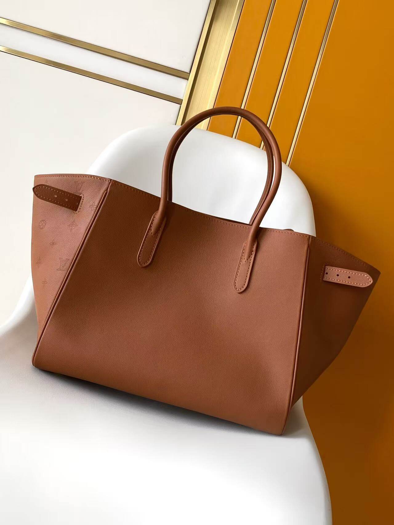 Louis Vuitton Lockme Go Cognac Calfskin Leather Tote Bag - Image 2