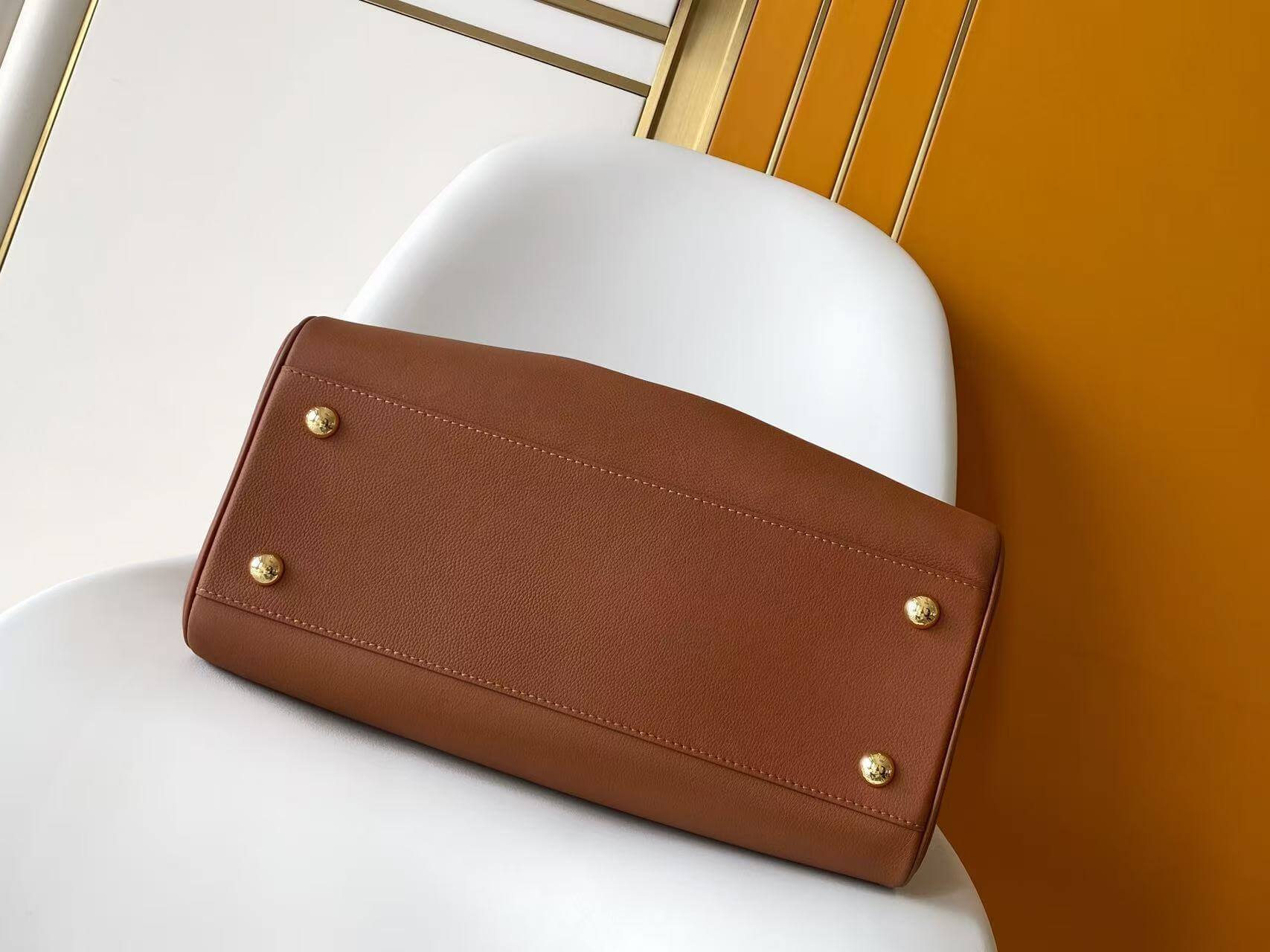 Louis Vuitton Lockme Go Cognac Calfskin Leather Tote Bag - Image 4