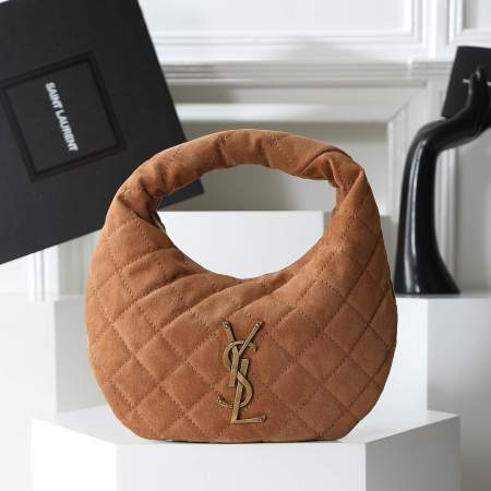 Saint Laurent Icare Mini Shopping Bag Brown Quilted Suede