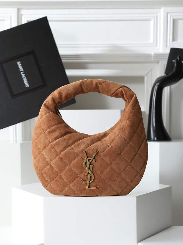 Saint Laurent Icare Mini Shopping Bag Brown Quilted Suede