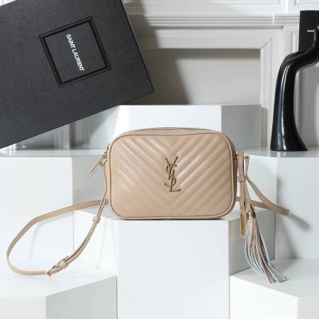 Saint Laurent Lou Medium Camera Bag Dark Beige Quilted Leather