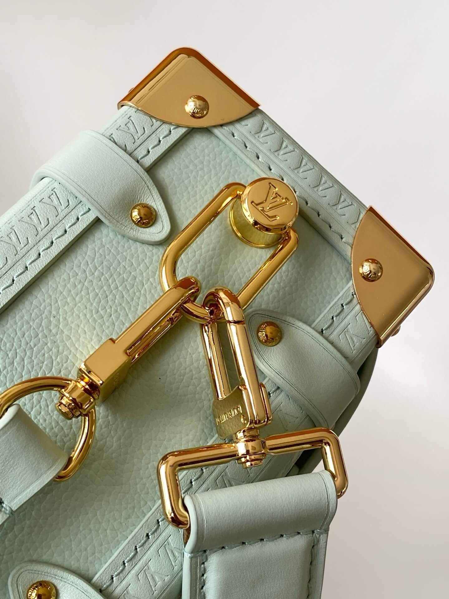 Louis Vuitton Side Trunk PM Mint Green Taurillon Leather Bag with Multicolored Charm Chain - Image 8