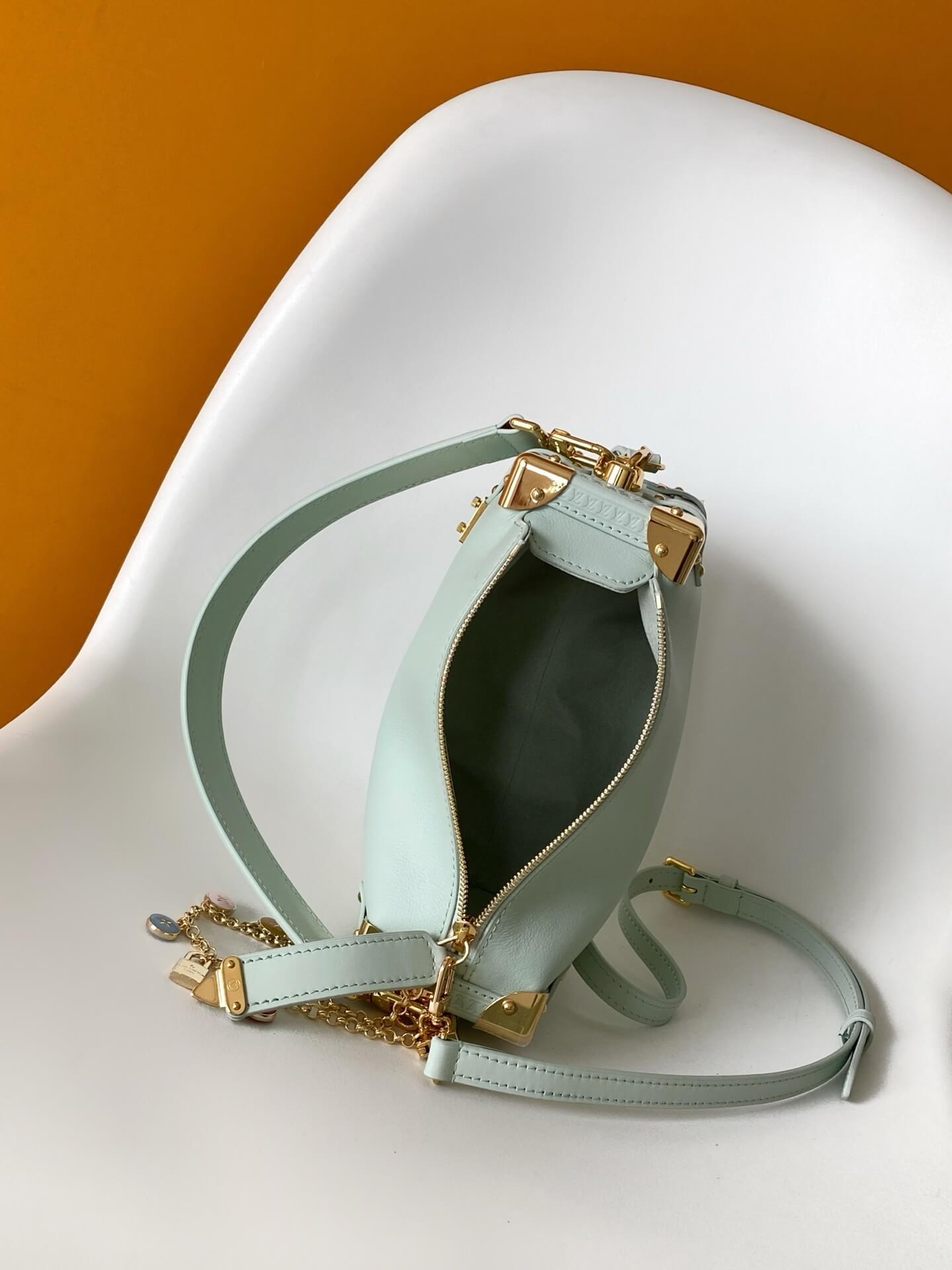 Louis Vuitton Side Trunk PM Mint Green Taurillon Leather Bag with Multicolored Charm Chain - Image 2