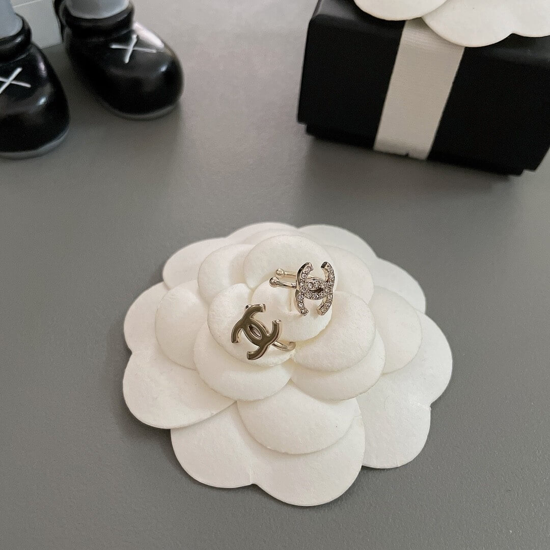 Chanel CC Logo Ear Cuff Set in Silver & Pink with Crystal Accents - Image 2
