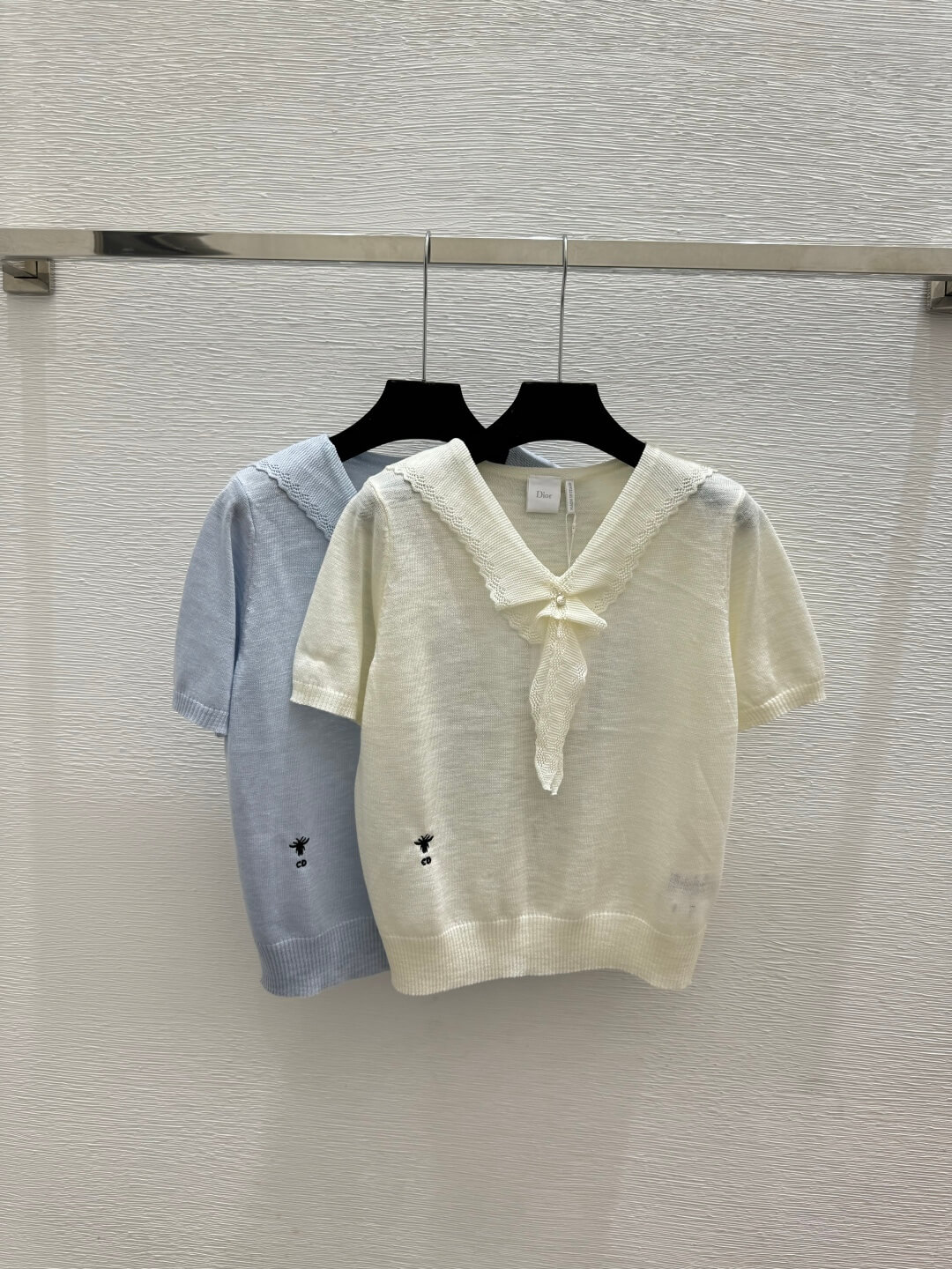 Christian Dior Sailor Collar Short Sleeve Knit Top