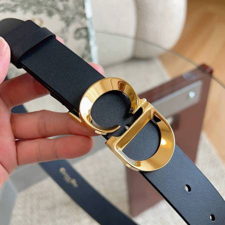 Dior 30 Montaigne Reversible Belt Black Smooth Calfskin with Gold-Finish Buckle
