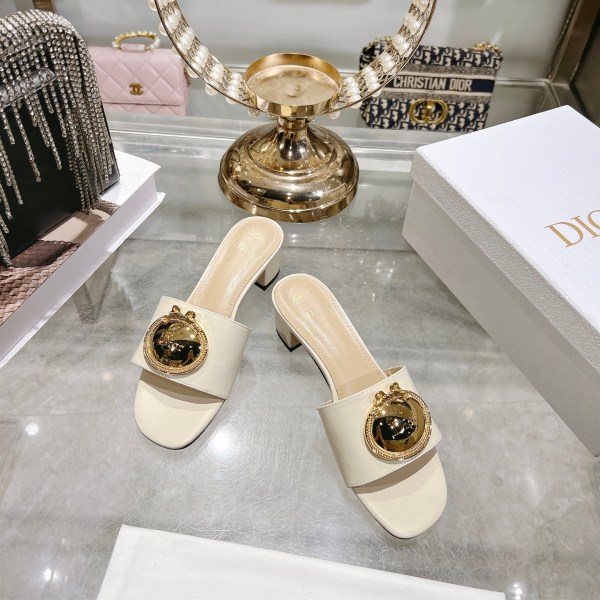 Dior Ivory Médaillon Buckle Heel Slide