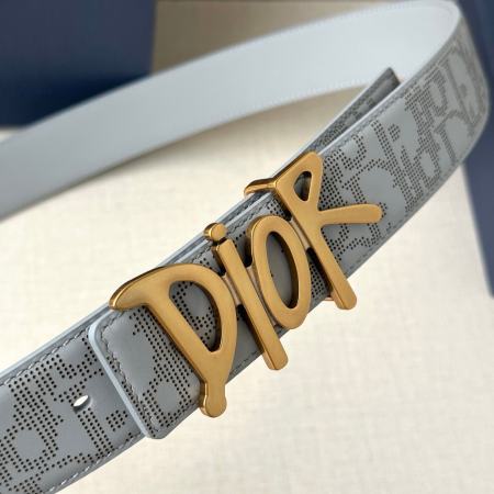 Dior Men’s CD Diamond Canvas Belt with Graffiti Logo Buckle