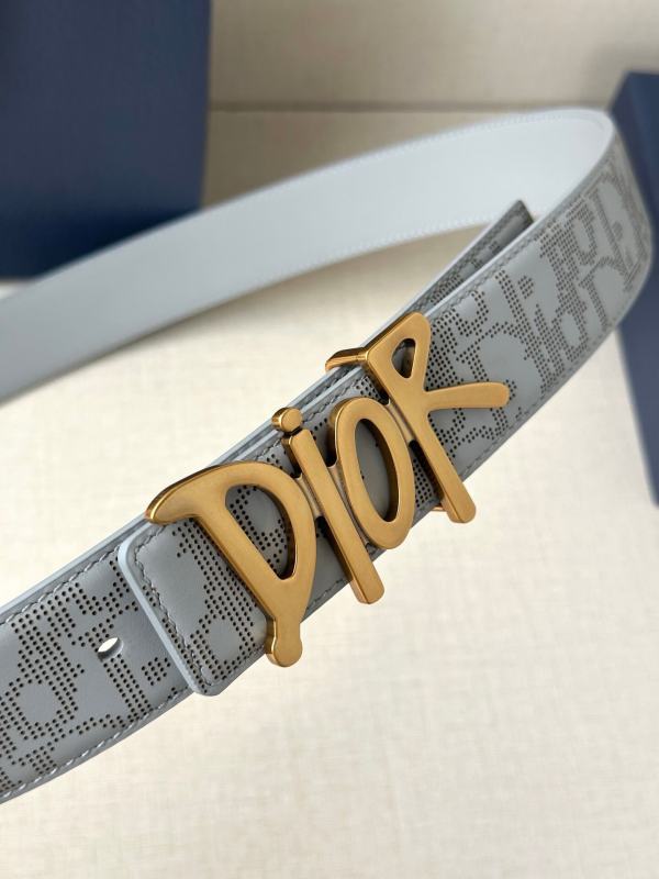 Dior Men’s CD Diamond Canvas Belt with Graffiti Logo Buckle