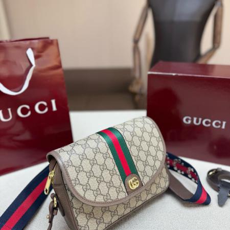 Gucci Ophidia GG Small Messenger Bag with Studded Web Shoulder Strap