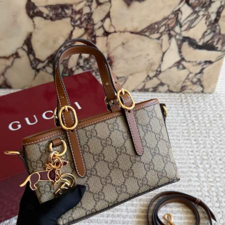 Gucci Ophidia Mini GG Supreme Tote Bag with Interlocking G Charm and Adjustable Shoulder Strap