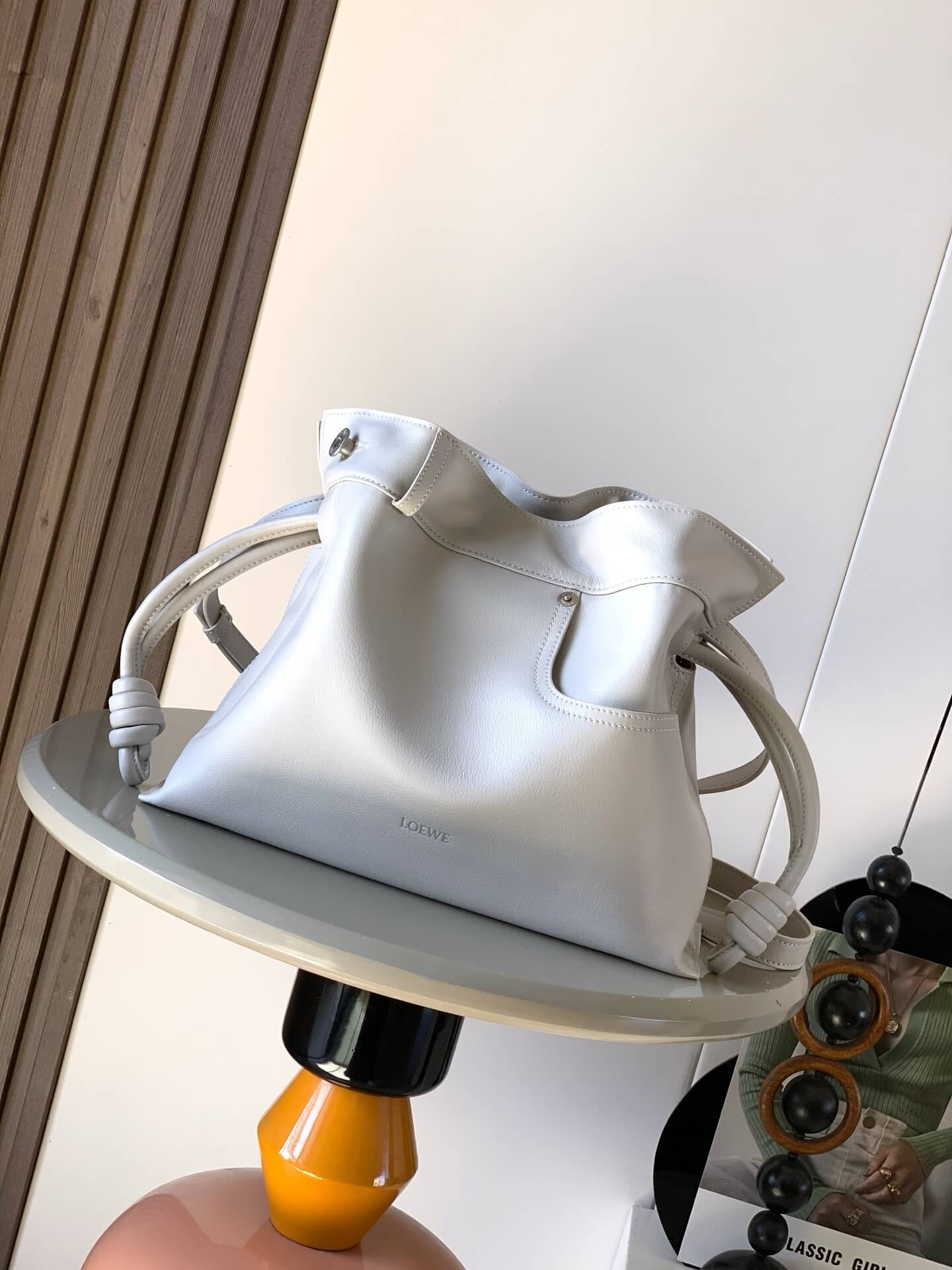 Loewe Flamenco Purse Bag in Soft White Mellow Calfskin.