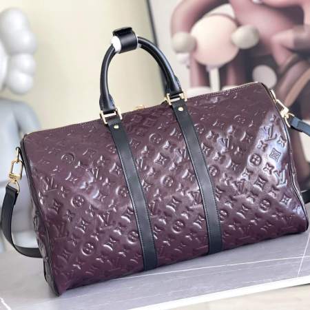 Louis Vuitton Keepall Bandouliere Monogram Glaze Leather Travel Duffle Bag.