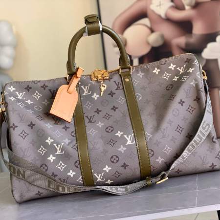Louis Vuitton Monogram Eclipse Keepall Bandoulière 50 Olive Green Canvas Duffel Bag