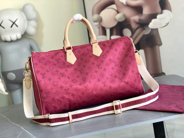 Louis Vuitton Monogram Satin Speedy Bandoulière 35 Bordeaux Magenta Travel Bag