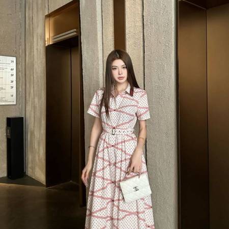 Louis Vuitton Monogram Star Malletage Ribbon Shirt Dress