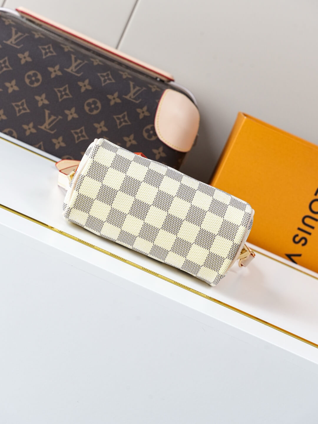 Louis Vuitton Nano Speedy Damier Azur Canvas Braided Handle Limited Edition Crossbody Bag - Image 5