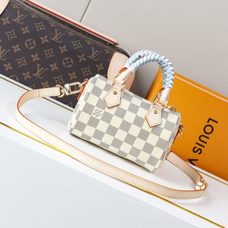 Louis Vuitton Nano Speedy Damier Azur Canvas Braided Handle Limited Edition Crossbody Bag