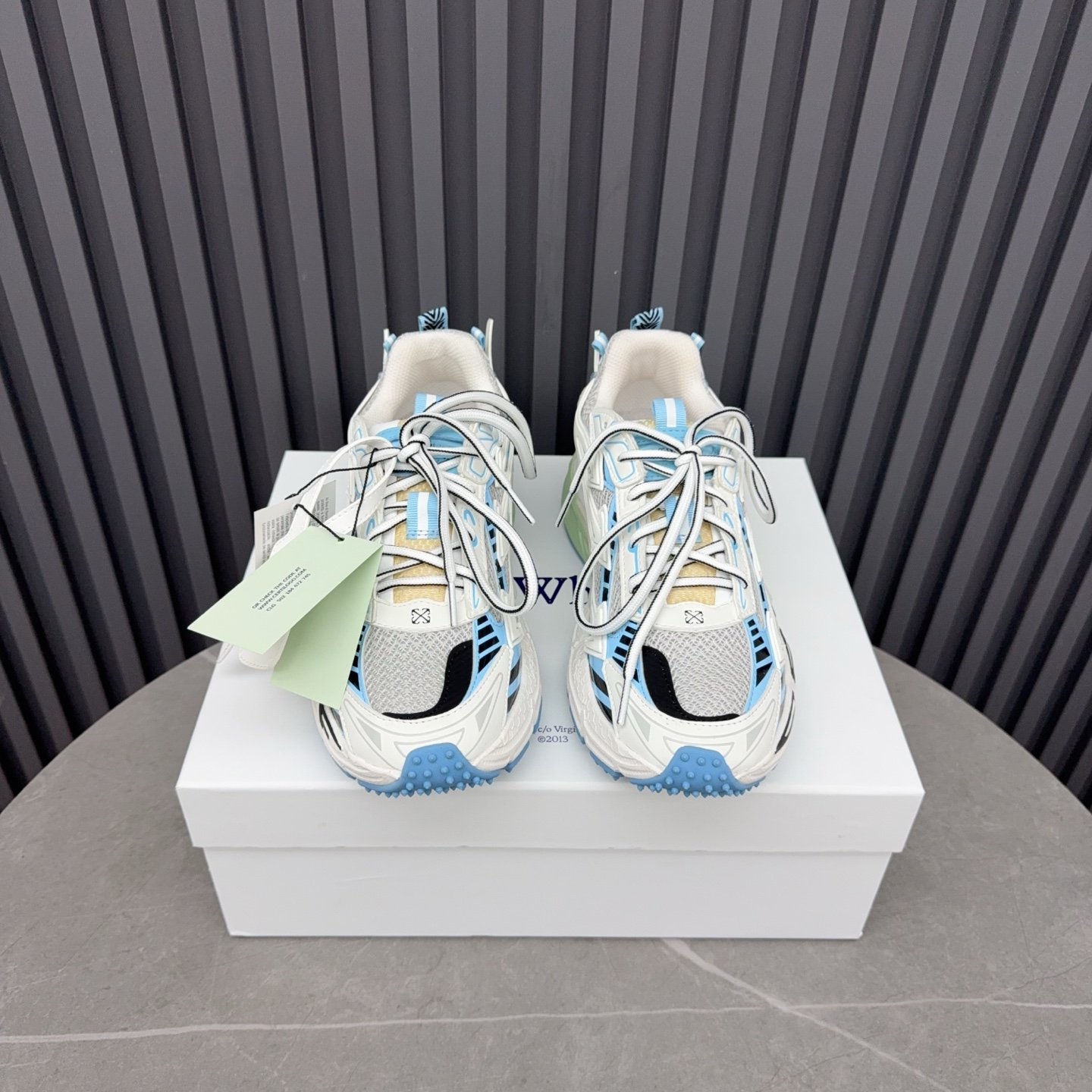 Off-White Be Right Back White & Light Blue Sneakers - Image 3