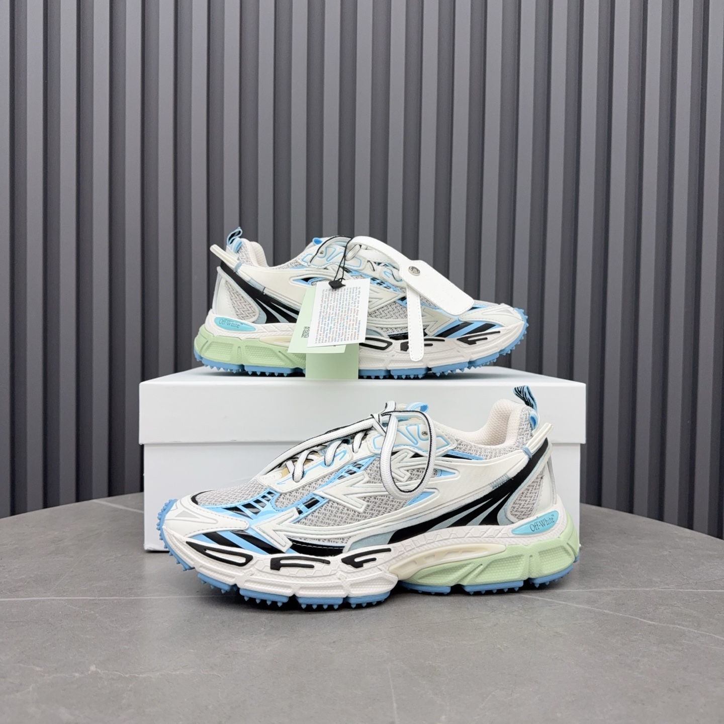Off-White Be Right Back White & Light Blue Sneakers - Image 5