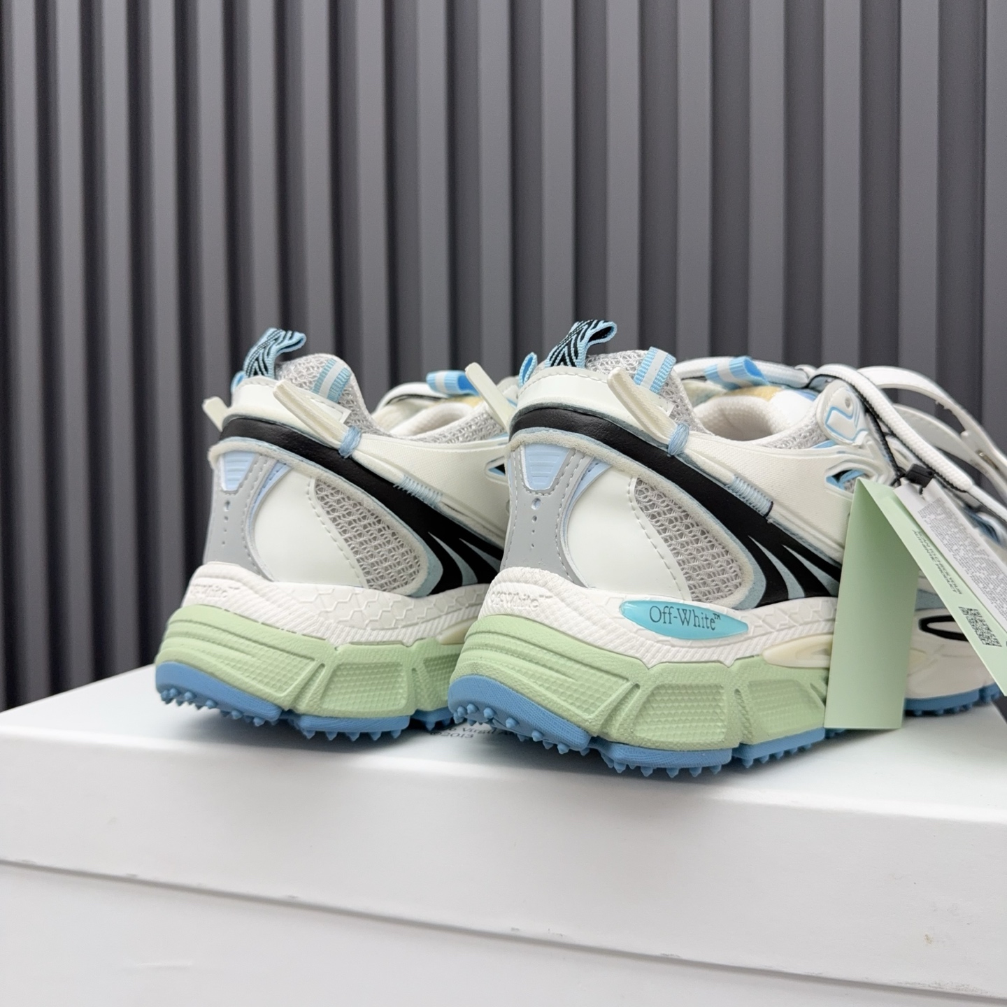 Off-White Be Right Back White & Light Blue Sneakers - Image 7